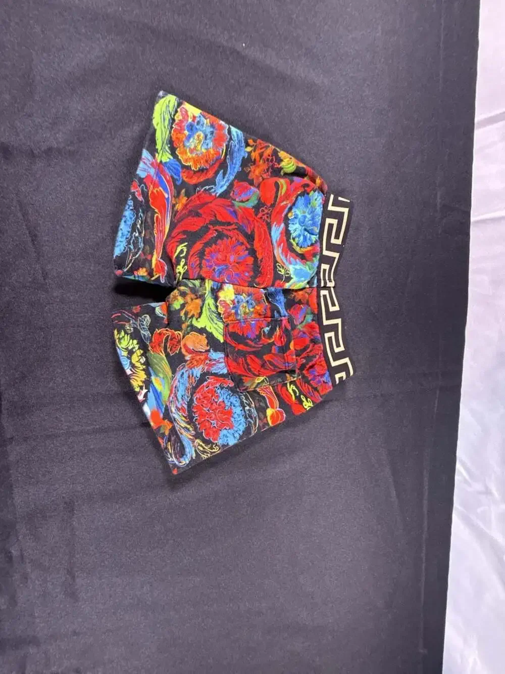 Versace Kids Multicolor Barocco Mosaic Print Cotton Shorts with Greek Key Waistb